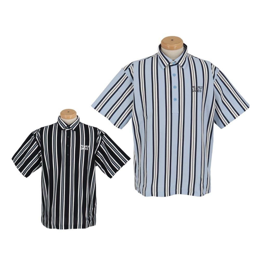 パーリーゲイツ PEARLY GATES　メンズ ストライプ柄 ストレッチ 半袖 ポロシャツ 053-5160307　2025年モデル