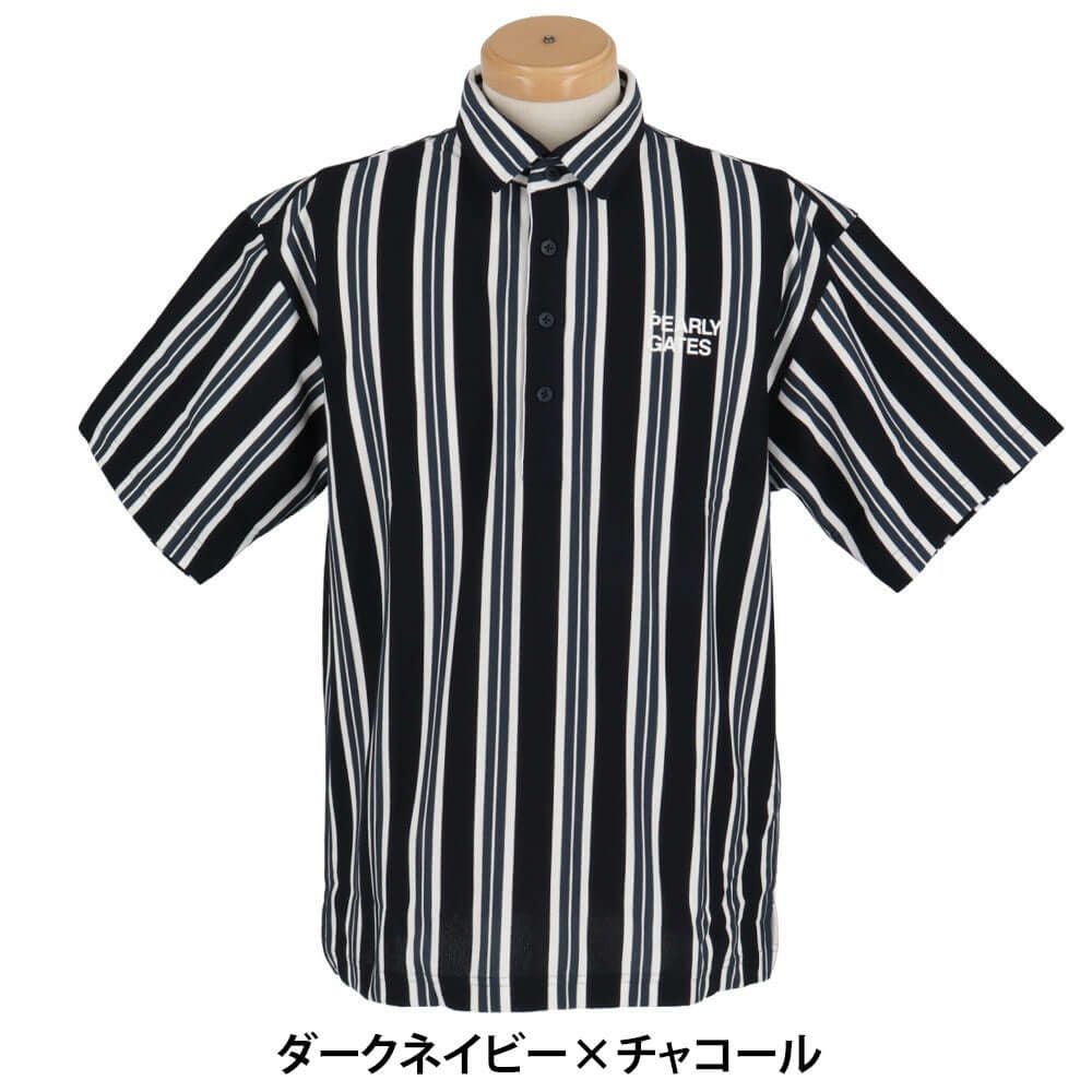 パーリーゲイツ PEARLY GATES メンズ ストライプ柄 ストレッチ 半袖
