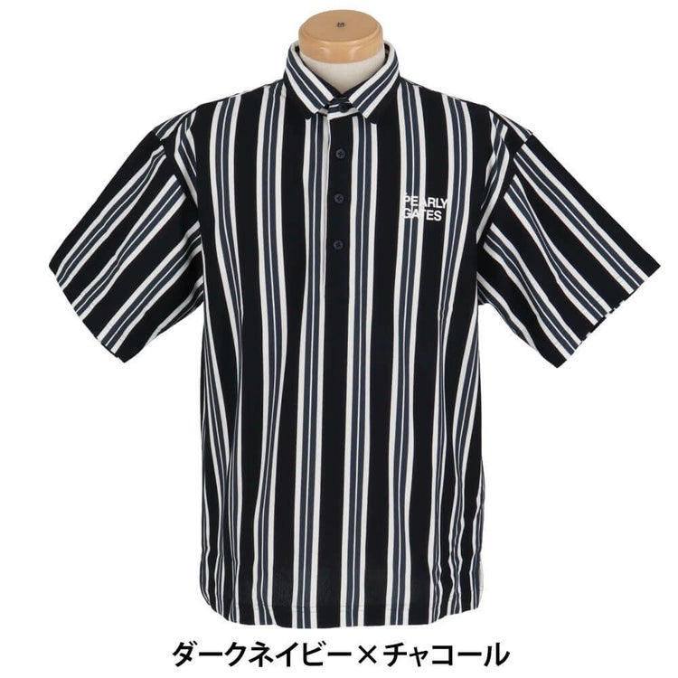 パーリーゲイツ PEARLY GATES メンズ ストライプ柄 ストレッチ 半袖 