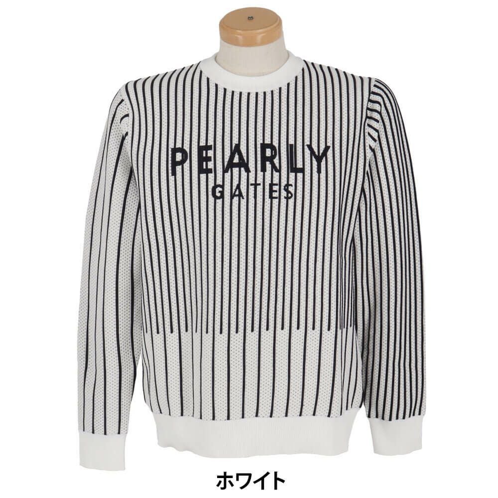 パーリーゲイツ PEARLY GATES メンズ ストライプ柄 長袖 クルーネック セーター 053-5170301 2025年モデル