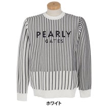 パーリーゲイツ PEARLY GATES　メンズ ストライプ柄 長袖 クルーネック セーター 053-5170301　2025年モデル