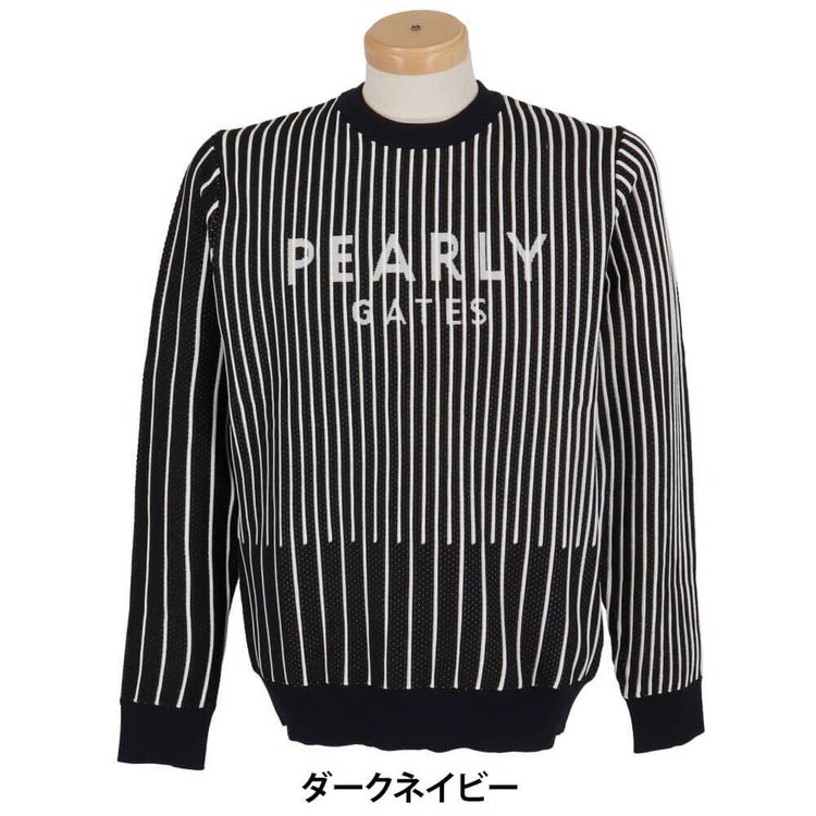 パーリーゲイツ PEARLY GATES メンズ ストライプ柄 長袖 クルーネック 