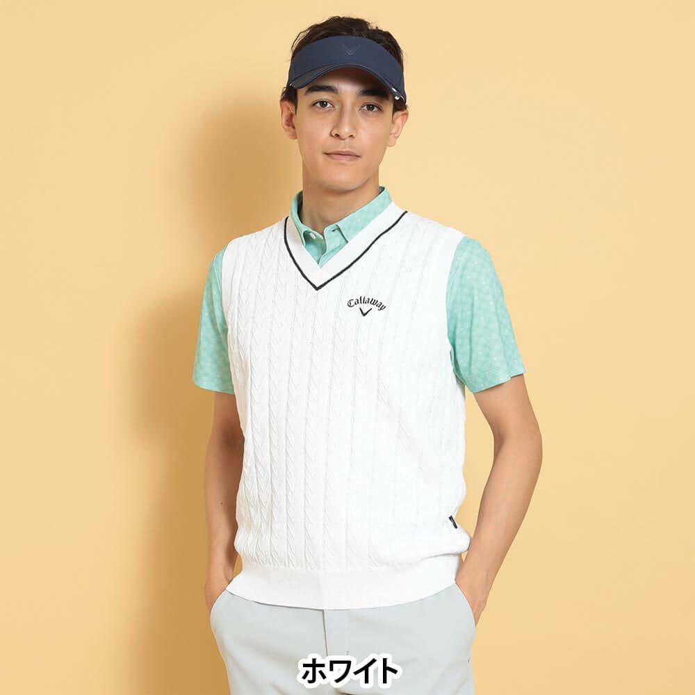 キャロウェイ Callaway　メンズ ヘリンボーン Vネック ニット ベスト C25119100　2025年モデル 詳細1