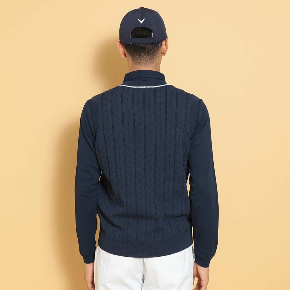 キャロウェイ Callaway　メンズ ヘリンボーン Vネック ニット ベスト C25119100　2025年モデル 詳細1