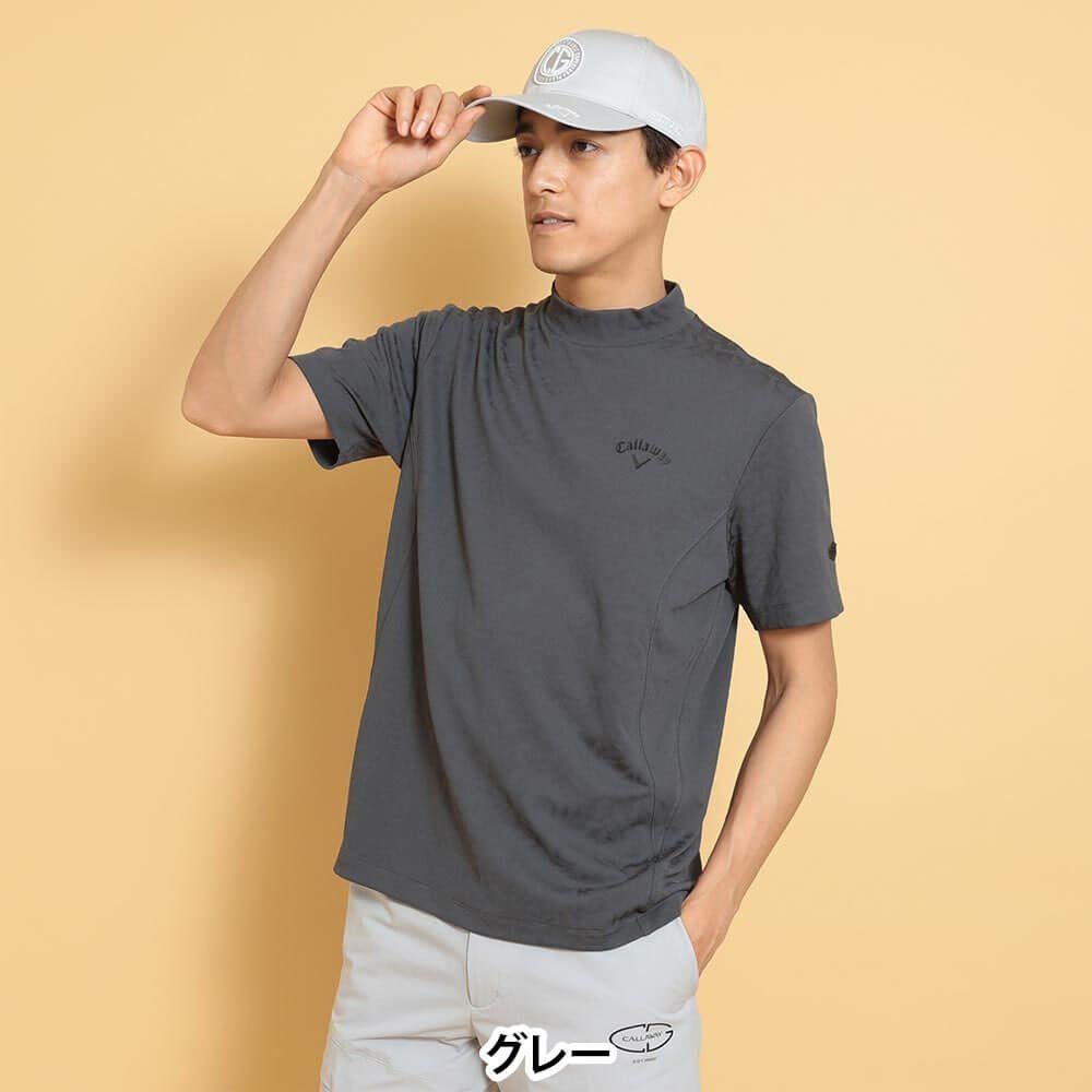 キャロウェイ Callaway メンズ 幾何学 ロゴジャカード 半袖 モック