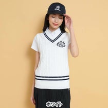 キャロウェイ レディース Vネック ケーブルニット ベスト C25119200　2025年モデル