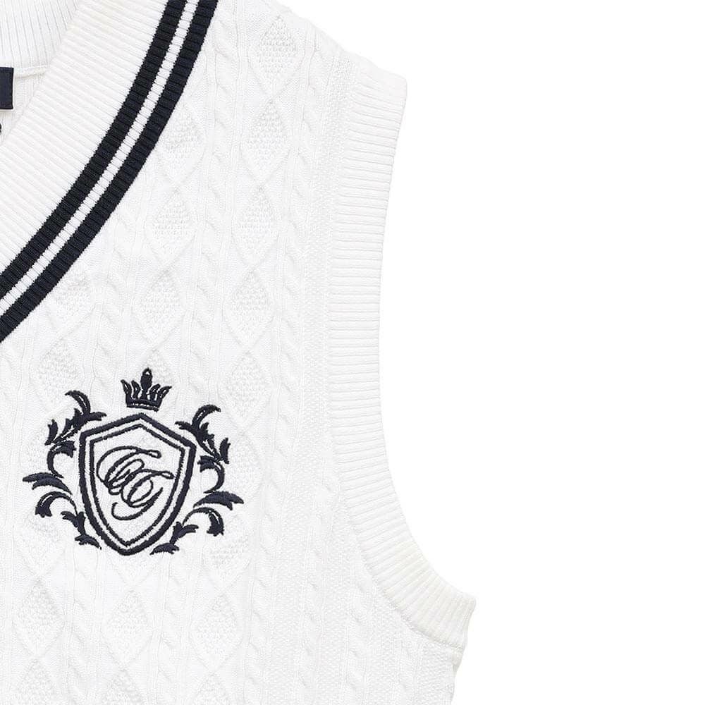 キャロウェイ レディース Vネック ケーブルニット ベスト C25119200　2025年モデル 詳細1