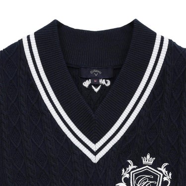 キャロウェイ レディース Vネック ケーブルニット ベスト C25119200　2025年モデル 詳細1