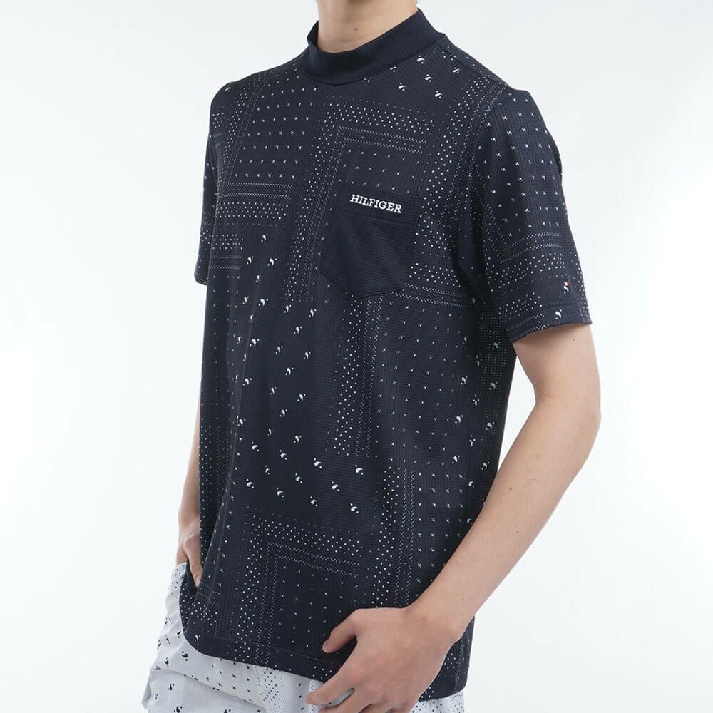トミー ヒルフィガー ゴルフ　メンズ バンダナプリント 半袖 モックネックシャツ THMA524　2025年モデル 詳細11