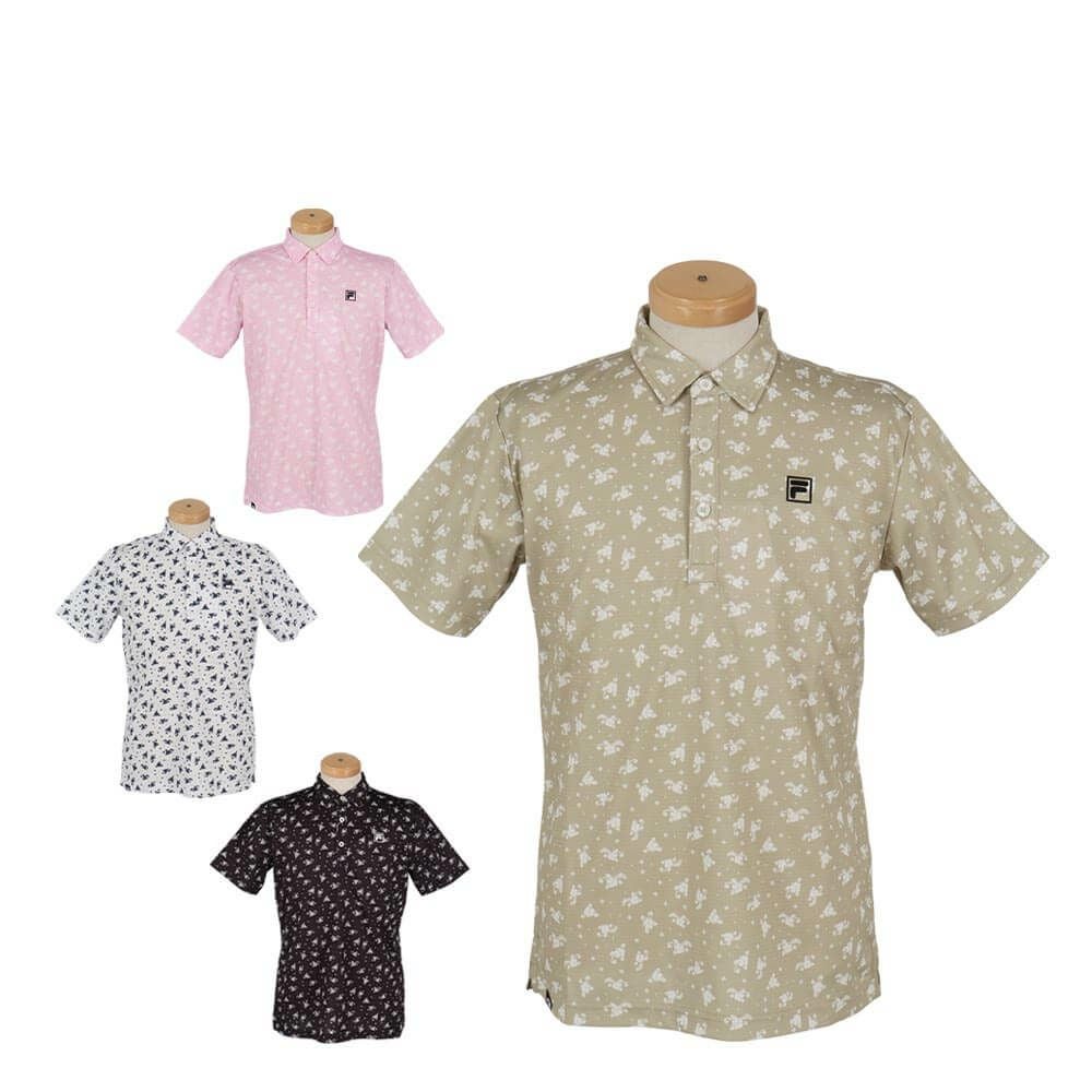 フィラ FILA　メンズ 総柄プリント ストレッチ 半袖 ポロシャツ 744-674Y　2024年モデル