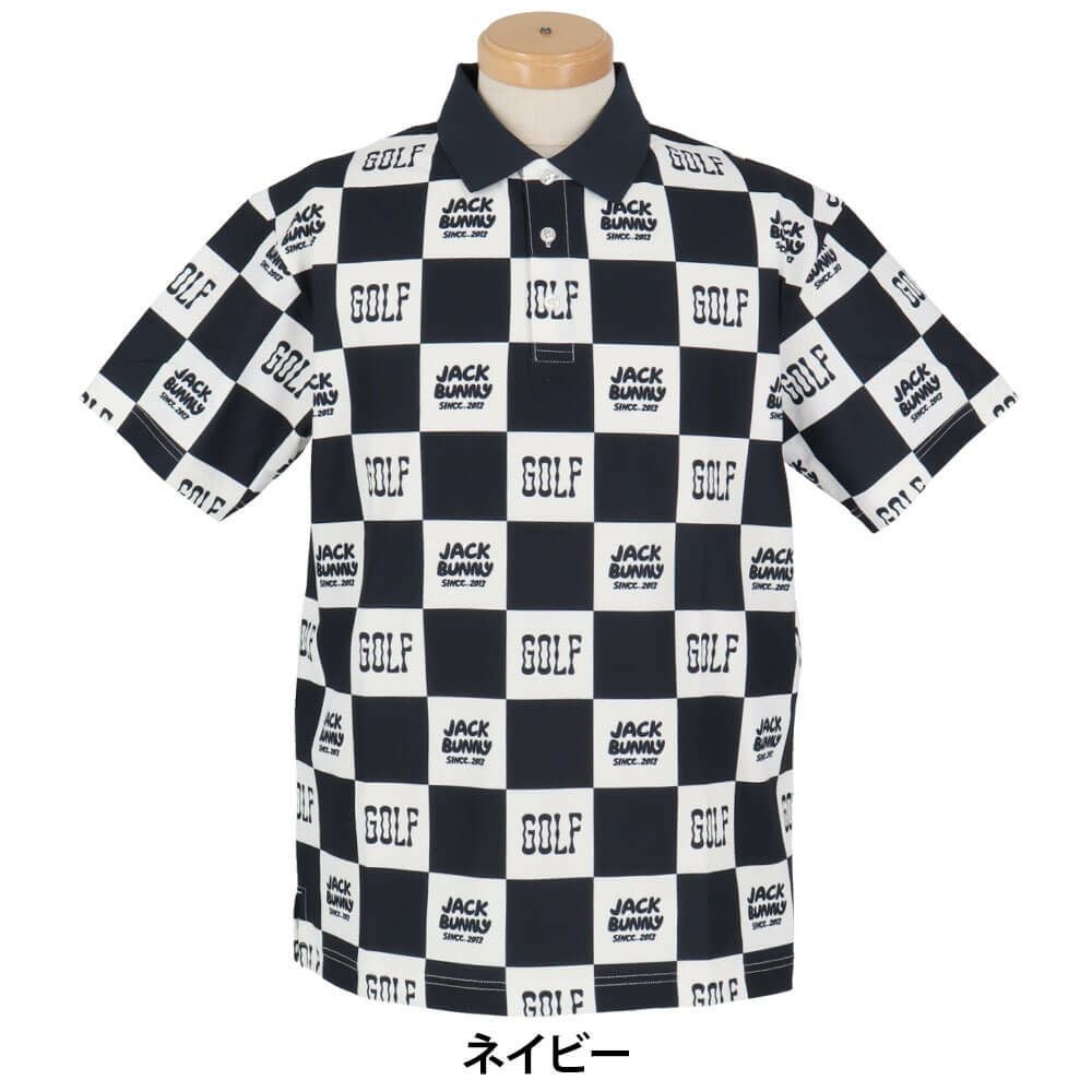 ジャックバニー Jack Bunny!!　メンズ ブロックチェック柄 フルダルメッシュ 半袖 ポロシャツ 262-5160313 　2025年モデル 詳細2