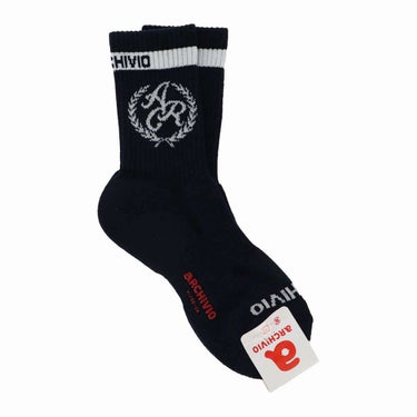 アルチビオ archivio　レディース エンブレム風 ロゴデザイン クルー丈 ソックス A450210 060 ネイビー ネイビー