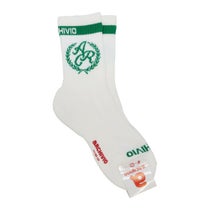 アルチビオ archivio　レディース エンブレム風 ロゴデザイン クルー丈 ソックス A450210 090 ホワイト
