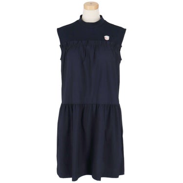 アルチビオ archivio　レディース ロゴワッペン レイヤード風 ノースリーブ ギャザーワンピース A451412　2025年モデル ネイビー 詳細3