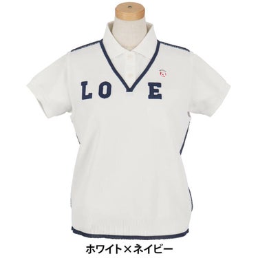 アルチビオ archivio　レディース LOVEデザイン バックメッシュベスト A458220　2025年モデル ホワイト×ネイビー