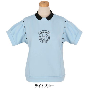 アルチビオ archivio　レディース ロゴデザイン 2WAY袖 UV冷感 半袖 モックネック プルオーバー A459405　2025年モデル ライトブルー