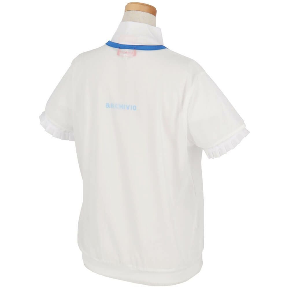 アルチビオ archivio　レディース ロゴデザイン シアー & フリル 半袖 プルオーバー ツインセット A459408　2025年モデル ホワイト 詳細1