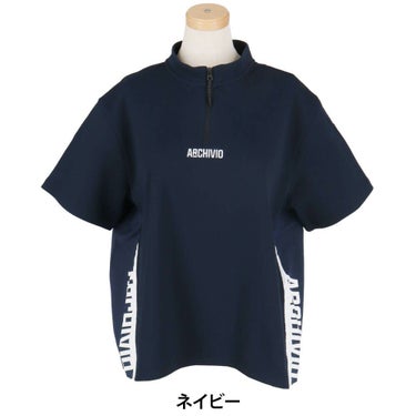 アルチビオ archivio　レディース 生地切替 バックギャザー UV速乾 半袖 プルオーバー A459417　2025年モデル ネイビー