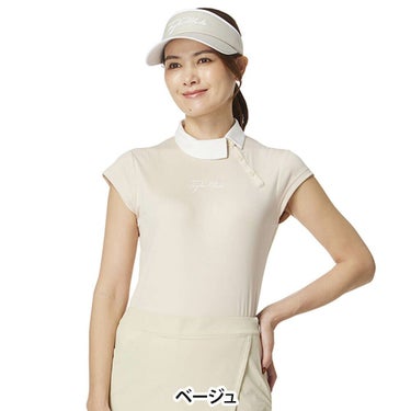 テーラーメイド TaylorMade　レディース サイドスナップ キャップスリーブ ポロシャツ UN684　2025年モデル ベージュ