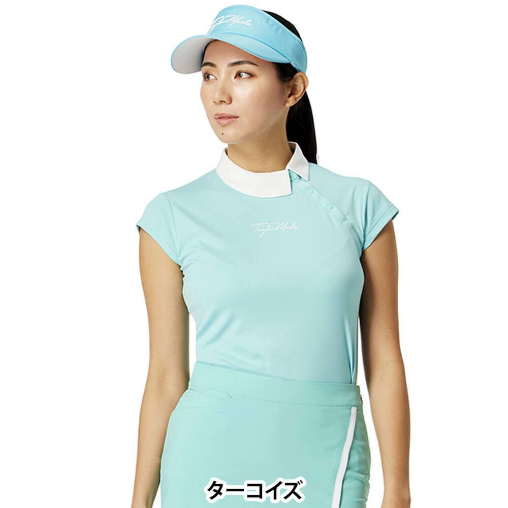 テーラーメイド TaylorMade　レディース サイドスナップ キャップスリーブ ポロシャツ UN684　2025年モデル ターコイズ