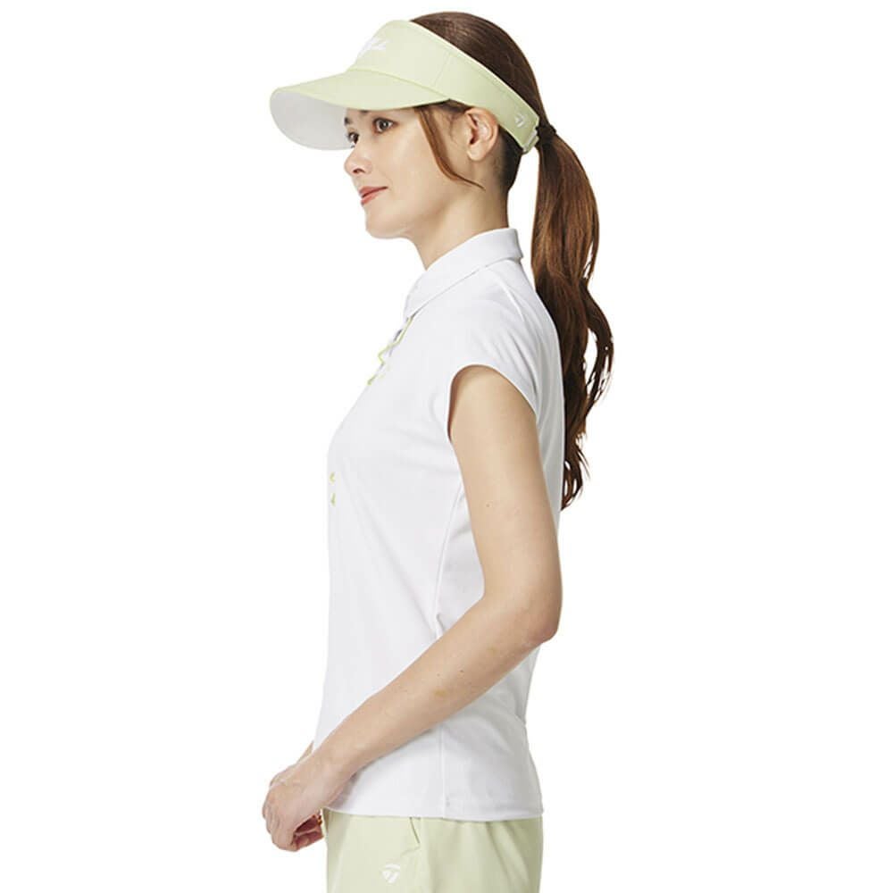 テーラーメイド TaylorMade　レディース T-ICE フリルド キャップスリーブ ポロシャツ UN696　2025年モデル ホワイト 詳細2