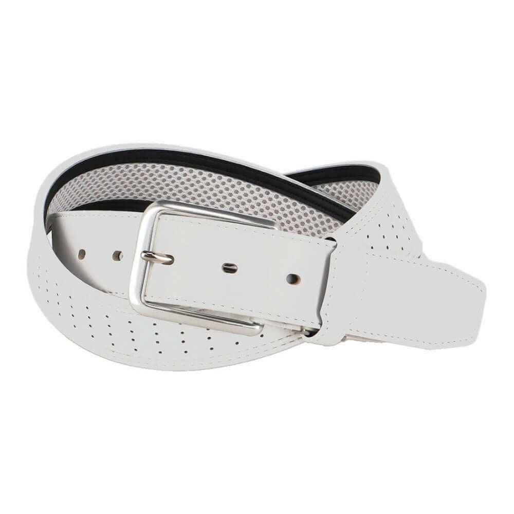 ニューバランスゴルフ　メンズ パンチング シンセティックレザー ベルト 012-5182001 030 WHITE ゴルフウェア　2025年モデル WHITE