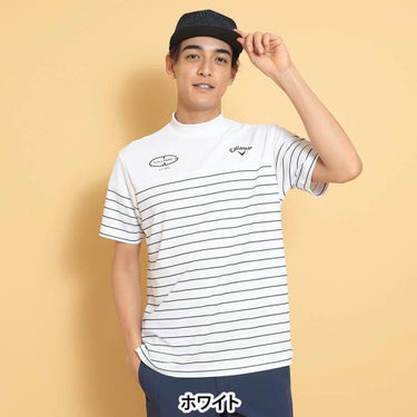 キャロウェイ Callaway　メンズ ボーダープリント 半袖 モックネックシャツ C25134109　2025年モデル 詳細2