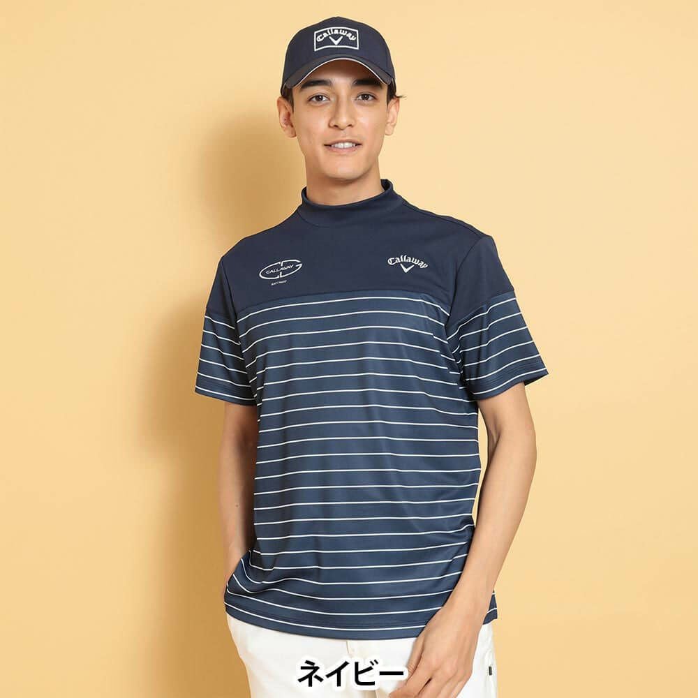 キャロウェイ Callaway メンズ ボーダープリント 半袖 モックネック