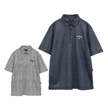 キャロウェイ Callaway　メンズ かざあなメッシュ ストライププリント 半袖 ポロシャツ C25134118　2025年モデル