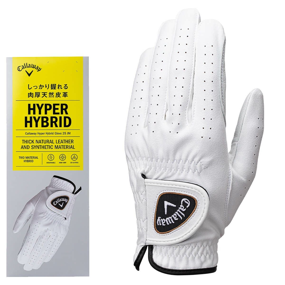 キャロウェイ　HYPER HYBRID ハイパーハイブリッド メンズ ゴルフグローブ 25 JM ホワイト　2025年モデル