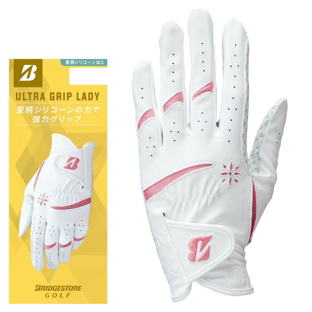 ブリヂストン ULTRA GRIP LADY ウルトラグリップ レディ ゴルフグローブ GL25L1 WP ホワイト/ピンク 2025年モデル