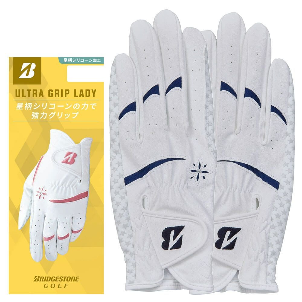 ブリヂストン ULTRA GRIP LADY ウルトラグリップ レディ 両手用 ゴルフグローブ GL25L2 WN ホワイト/ネイビー 2025年モデル