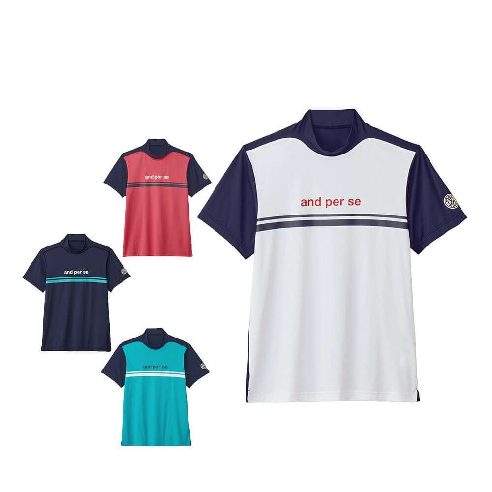 アンパスィ and per se　メンズ ショットスムーザー 半袖 モックネックシャツ AMS9535V4　2025年モデル