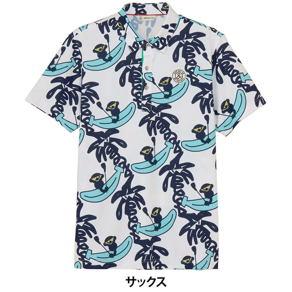 アンパスィ and per se　メンズ プリンテッドSD3Dワッフル 半袖 ポロシャツ AMS9665X3　2025年モデル 詳細2