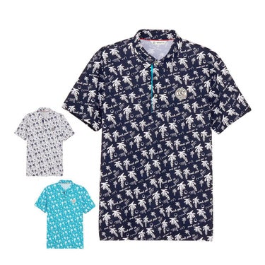 アンパスィ and per se　メンズ ソルケアプリンテッド 半袖 スキッパー ポロシャツ AMS9685X9　2025年モデル