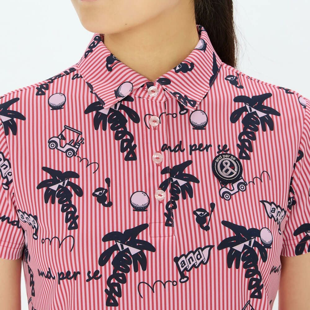 アンパスィ and per se　レディース ソルケアプリンテッド 半袖 ポロシャツ AFS9685X4　2025年モデル 詳細7