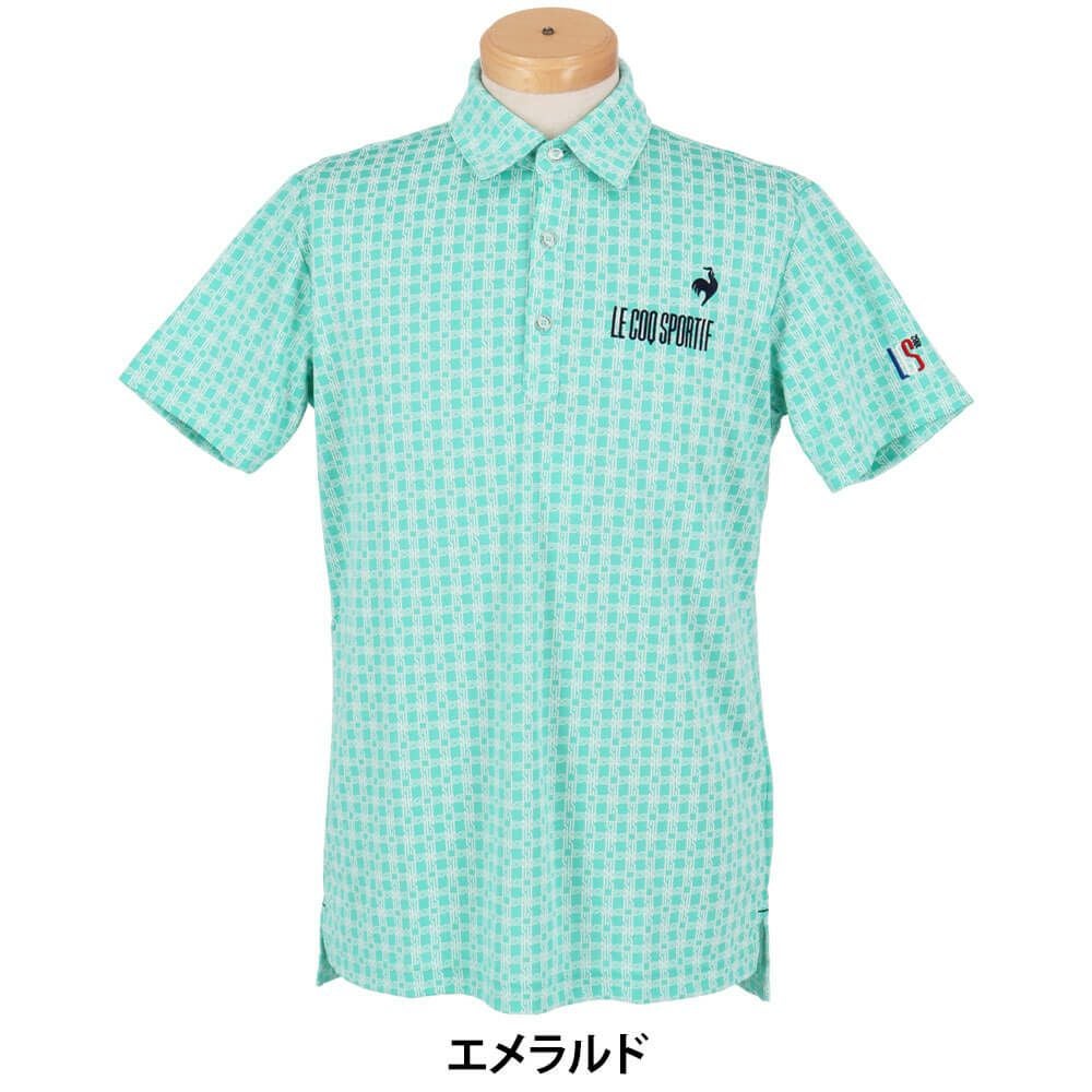 ルコック Le coq sportif　メンズ ロゴ刺繍 モノグラム柄 ジャガード 半袖 ポロシャツ LG5SHS14M　2025年モデル 詳細2