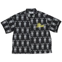 ザ スウィンガー THE SWINGGGR　メンズ TRUMP 総柄プリント 半袖 ポロシャツ 0125-SWG-SH001 BLACK　2025年モデル