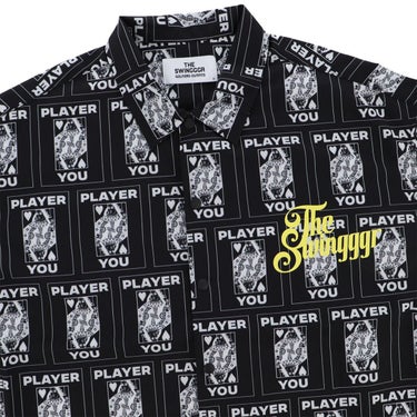 ザ スウィンガー THE SWINGGGR　メンズ TRUMP 総柄プリント 半袖 ポロシャツ 0125-SWG-SH001 BLACK　2025年モデル 詳細3