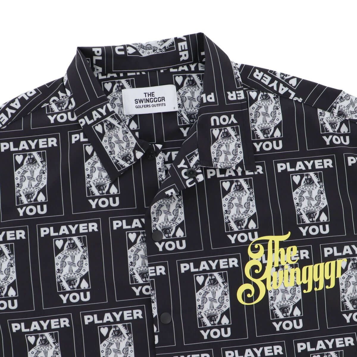 ザ スウィンガー THE SWINGGGR　メンズ TRUMP 総柄プリント 半袖 ポロシャツ 0125-SWG-SH001 BLACK　2025年モデル 詳細4