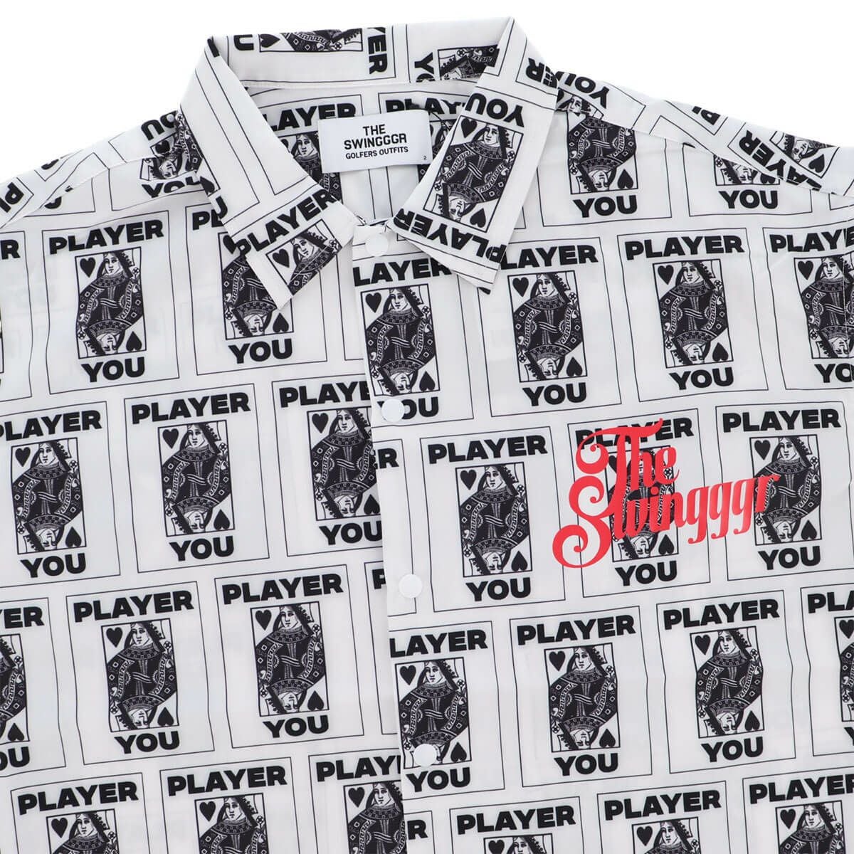 ザ スウィンガー THE SWINGGGR　メンズ TRUMP 総柄プリント 半袖 ポロシャツ 0125-SWG-SH001 WHITE　2025年モデル 詳細3