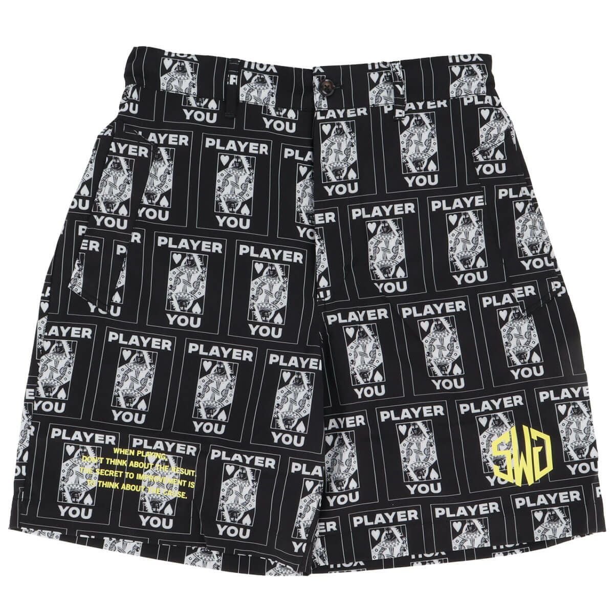 ザ スウィンガー THE SWINGGGR メンズ TRUMP 総柄プリント ショートパンツ 0125-SWG-PT001 BLACK 2025年モデル