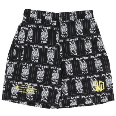 ザ スウィンガー THE SWINGGGR　メンズ TRUMP 総柄プリント ショートパンツ 0125-SWG-PT001 BLACK　2025年モデル
