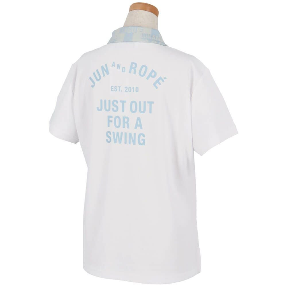 ジュン アンド ロペ JUN ＆ ROPE　レディース チェッカーボード衿 バックプリント 半袖 ポロシャツ ERM25150　2025年モデル 詳細3