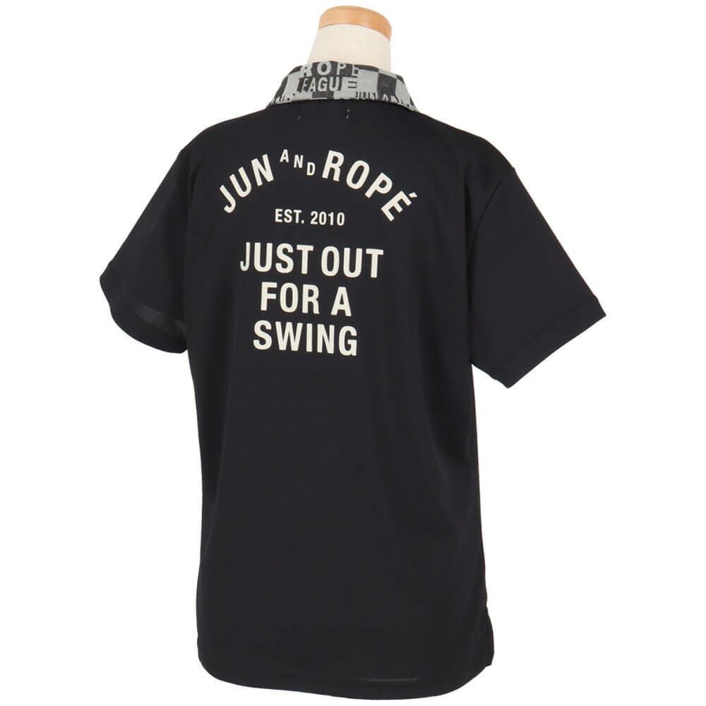 ジュン アンド ロペ JUN ＆ ROPE　レディース チェッカーボード衿 バックプリント 半袖 ポロシャツ ERM25150　2025年モデル 詳細6