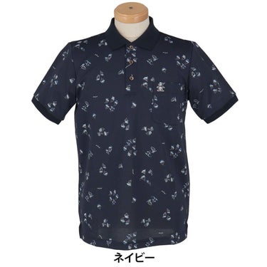 マンシングウェア Munsingwear　メンズ ヨットモチーフ総柄プリント 半袖 ポロシャツ MG5SHS34M　2025年モデル ネイビー