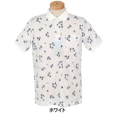 マンシングウェア Munsingwear　メンズ ヨットモチーフ総柄プリント 半袖 ポロシャツ MG5SHS34M　2025年モデル ホワイト
