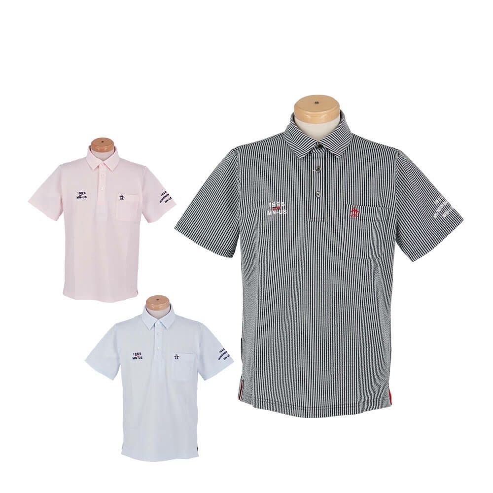 マンシングウェア Munsingwear　メンズ ストライプ サッカー 半袖 ポロシャツ MG5SHS83M　2025年モデル 詳細1