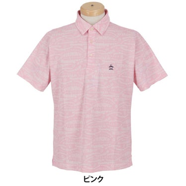 マンシングウェア Munsingwear　メンズ マルチロゴ総柄プリント 半袖 ポロシャツ MG5SHS84M　2025年モデル ピンク