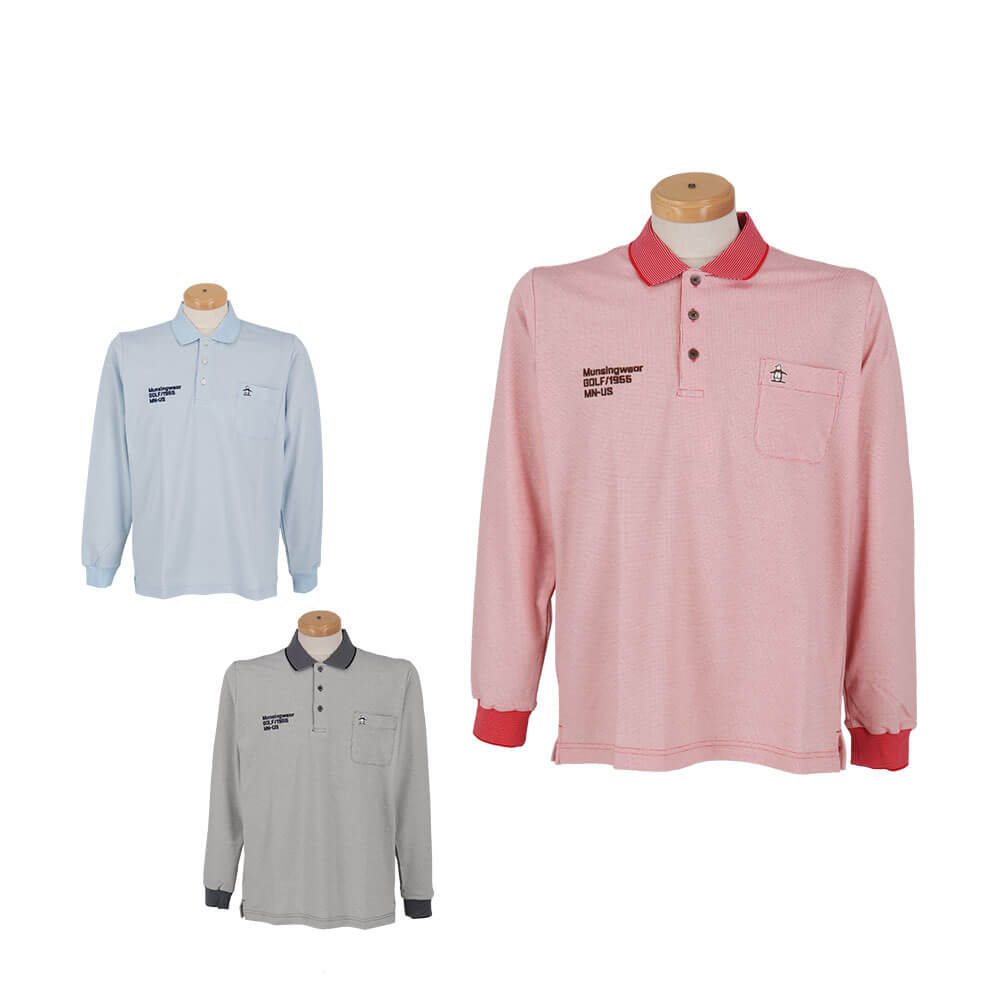マンシングウェア Munsingwear　メンズ ドット鹿の子 長袖 ポロシャツ MG5SLS82M　2025年モデル 詳細1
